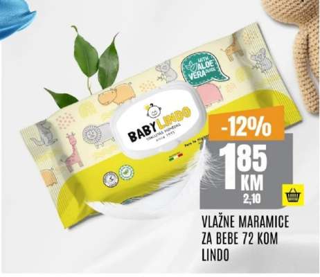 Vlažne maramice za bebe 72 kom, Lindo