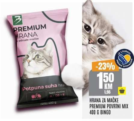 HRANA ZA MAČKE PREMIUM POVRTNI MIX 400 G BINGO