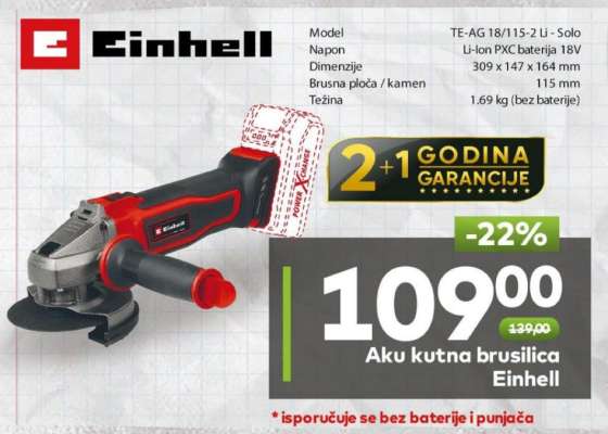 Aku kutna brusilica Einhell