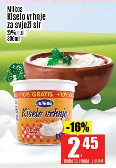Milkos Kiselo vrhnje za svježi sir