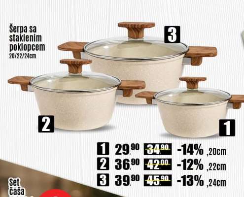 Šerpa sa staklenim poklopcem 20cm