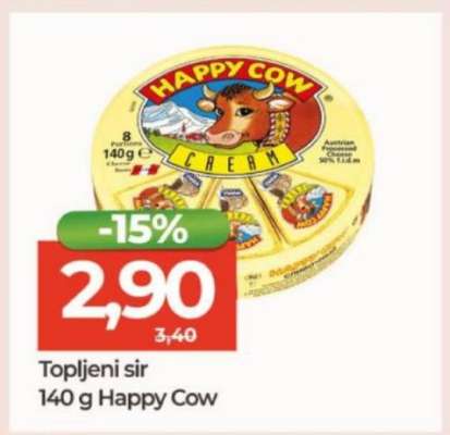 Topljeni sir 140 g Happy Cow