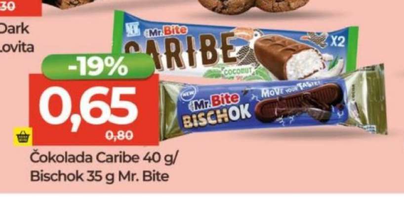 Čokolada Caribe 40 g/Bischok 35 g Mr. Bite