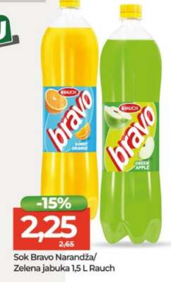 Sok Bravo narandža/zelena jabuka 1,5 L, Rauch