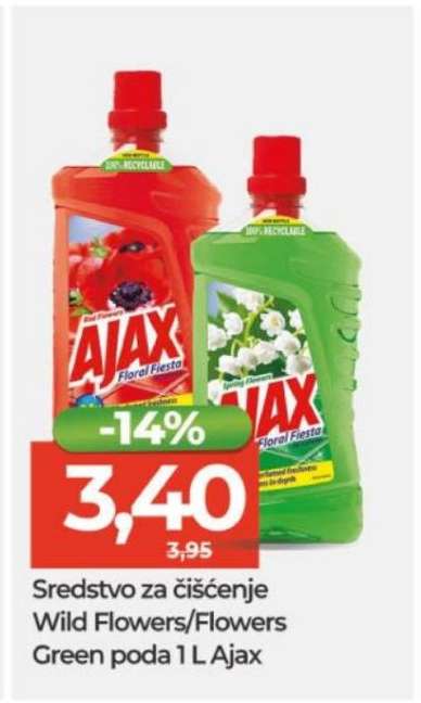 Sredstvo za čišćenje Wild Flowers/Flowers Green poda 1 L Ajax