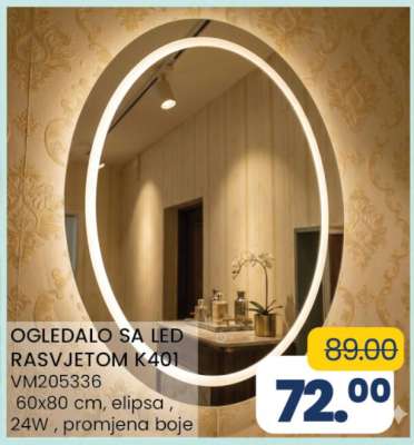 OGLEDALO SA LED RASVJETOM K401