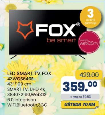 LED SMART TV FOX 43WOS640E