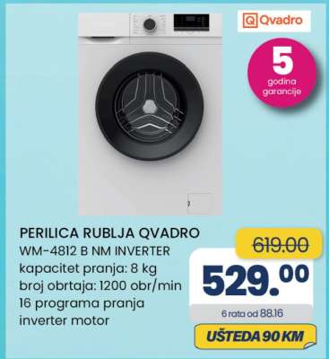 PERILICA RUBLJA QVADRO WM-4812 B NM INVERTER