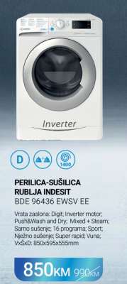 PERILICA-SUŠILICA RUBLJA INDESIT BDE 96436 EWSV EE