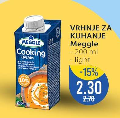 Vrhnje za kuhanje Meggle