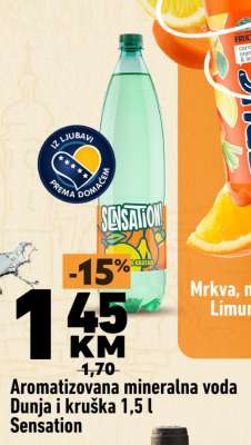 Aromatizovana mineralna voda Dunja i kruška 1,5 l Sensation