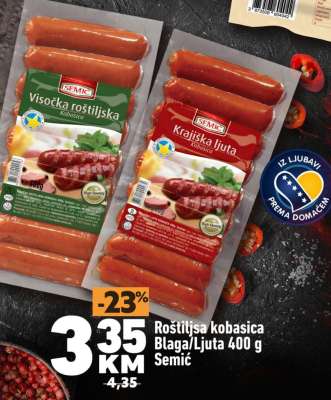 Roštiljska kobasica Blaga/Ljuta 400 g Semić