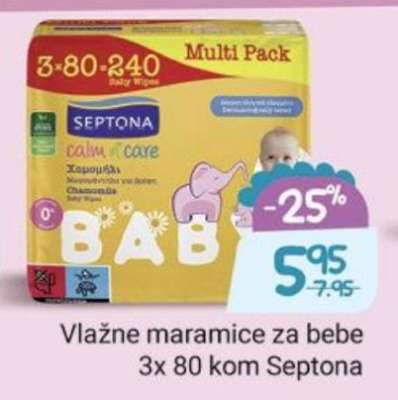 Vlažne maramice za bebe 3x80 kom Septona