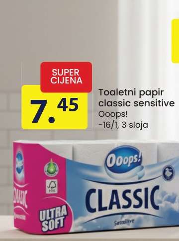 Toaletni papir classic sensitive