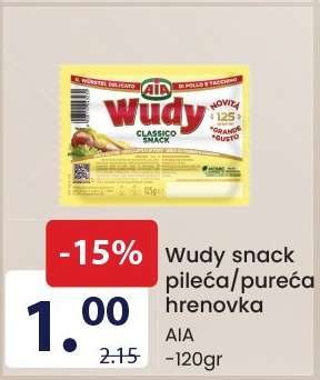 Wudy snack pileća/pureća hrenovka