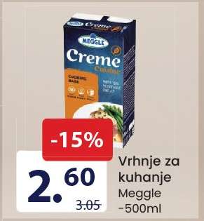 Vrhnje za kuhanje Meggle