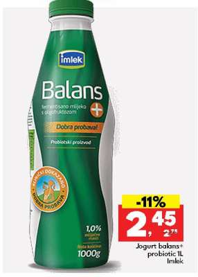 Jogurt balans+ probiotic 1L Imlek