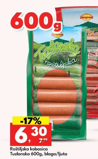 Roštiljska kobasica Tuzlanska 600g, blaga/ljuta