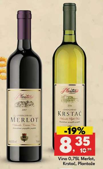Vino 0,75L Merlot, Krstač, Plantaže