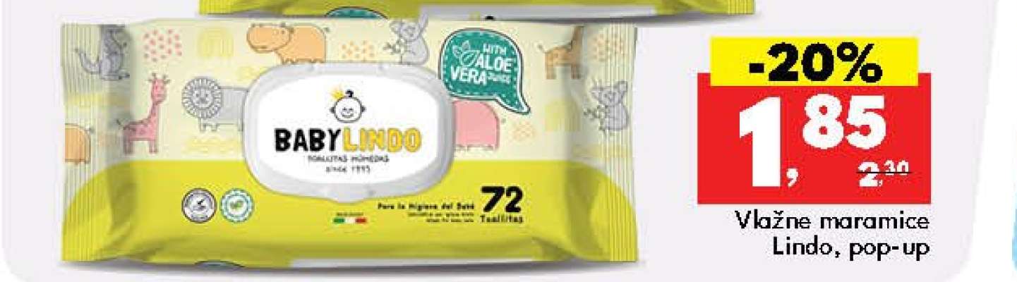 Vlažne maramice Lindo, pop-up