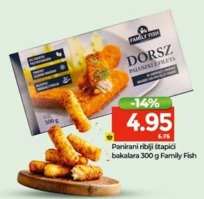 Panirani riblji štapići bakalara 300 g Family Fish