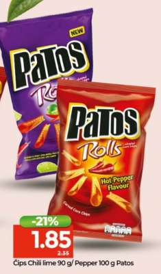 Čips Chili lime 90 g/ Pepper 100 g Patos