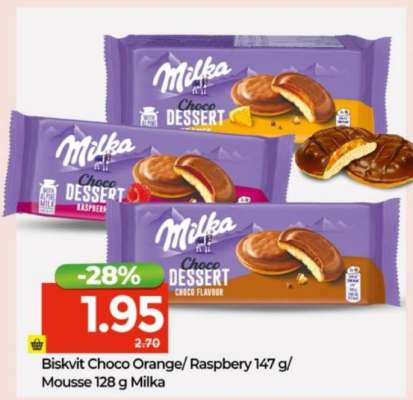 Biskvit Choco Orange/ Raspbery 147 g/ Mousse 128 g Milka