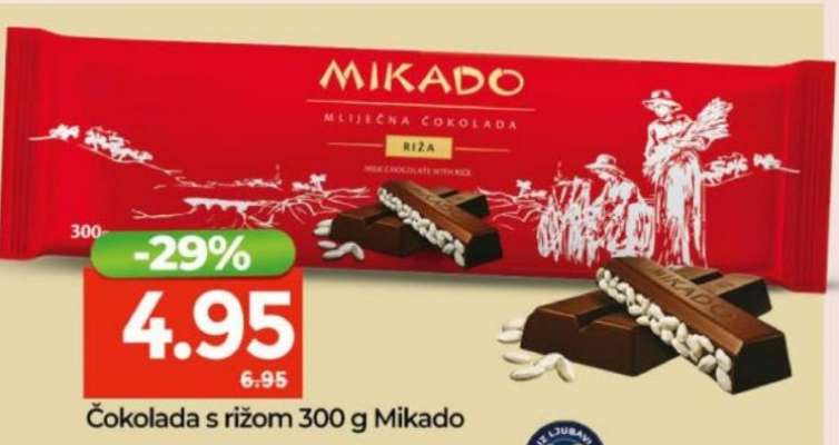 Čokolada s rižom 300 g Mikado