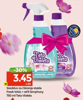 Sredstvo za čišćenje stakla Fresh tirkiz + refil Simphony