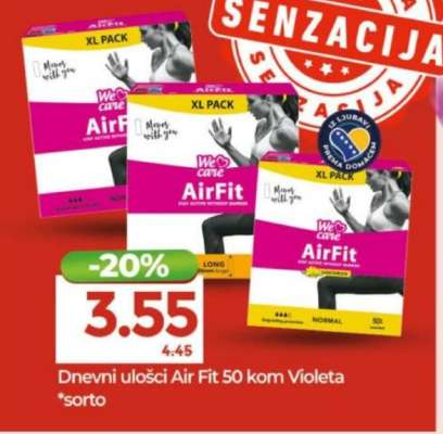 Dnevni ulošci Air Fit 50 kom Violeta