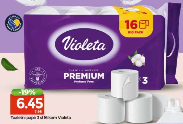 Toaletni papir 3 sl 16 kom Violeta