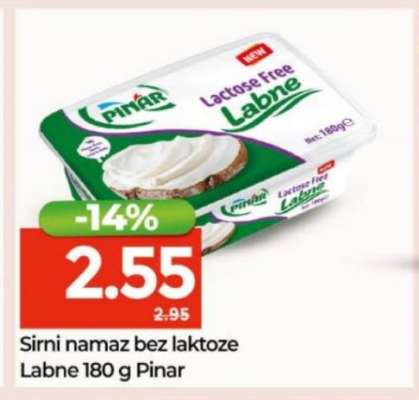 Sirni namaz bez laktoze Labne 180 g Pinar