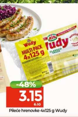 Pileće hrenovke 4x125 g Wudy
