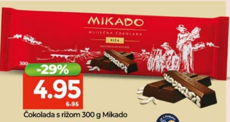 Čokolada s rižom 300 g Mikado