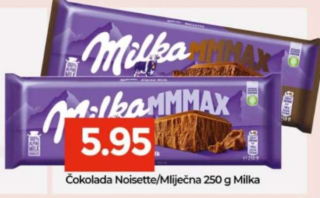 Čokolada Noisette/Mliječna 250 g Milka