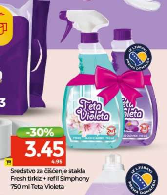 Sredstvo za čišćenje stakla Fresh tirkiz + refil Simphony 750 ml Teta Violeta