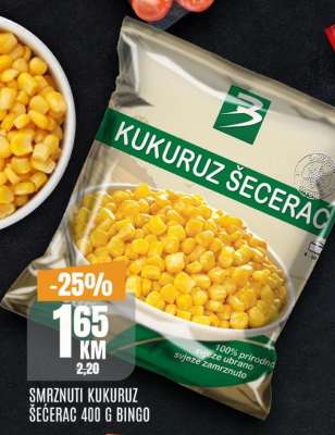 SMRZNUTI KUKURUZ ŠEĆERAC 400 G BINGO
