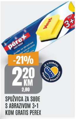 SPUŽVICA ZA SUĐE S ABRAZIVOM 3+1 KOM GRATIS PEREX