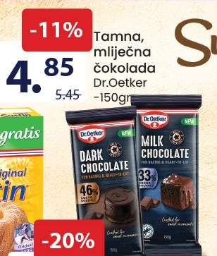 Tamna, mliječna čokolada Dr.Oetker