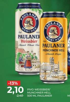PIVO WEISSBIER/ MUNCHNER HELL 500 ML PAULANER