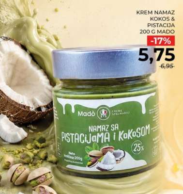 KREM NAMAZ KOKOS & PISTACIJA 200 G MADO
