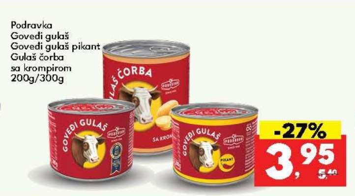 Podravka Goveđi gulaš, Goveđi gulaš pikant, Gulaš čorba sa krompirom