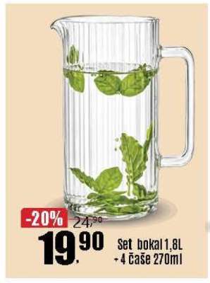 Set bokal 1,8L + 4 čaše 270ml