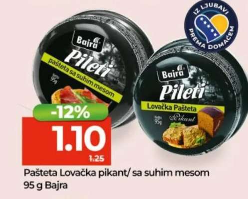 Pašteta Lovačka pikant/ sa suhim mesom 95 g Bajra