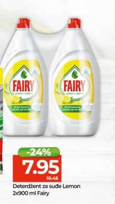 Deterdžent za sude Lemon 2x900 ml, Fairy