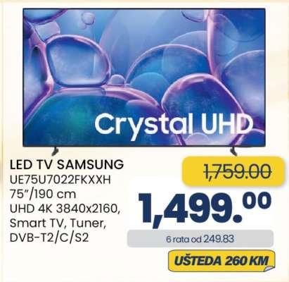 LED TV SAMSUNG UE75U7022FKXXH