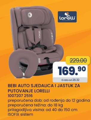 BEBI AUTO SJEDALICA I JASTUK ZA PUTOVANJE LORELLI
