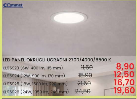LED PANEL OKRUGLI UGRADNI 2700/4000/6500 K KL95923