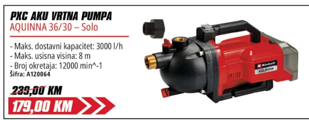 PXC AKU VRTNA PUMPA AQUINNA 36/30 – Solo