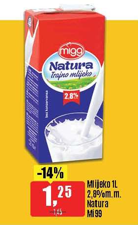 Mlijeko 1L 2,8% m.m. Natura
